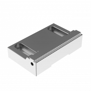 Serrated steel jaws for pneumatic self centering vise