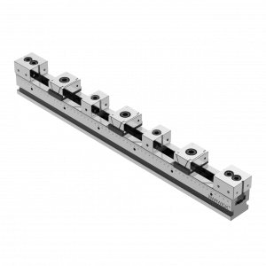 Multiflex rail vise for horizontal machine center